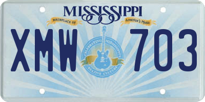 MS license plate XMW703