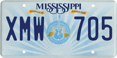 MS license plate XMW705