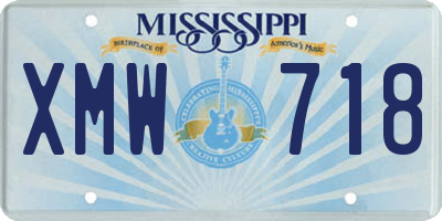 MS license plate XMW718