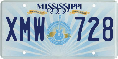 MS license plate XMW728