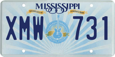 MS license plate XMW731