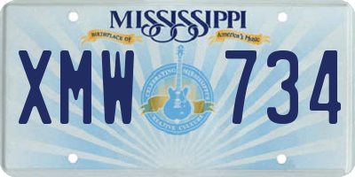 MS license plate XMW734