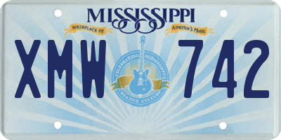 MS license plate XMW742