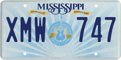 MS license plate XMW747