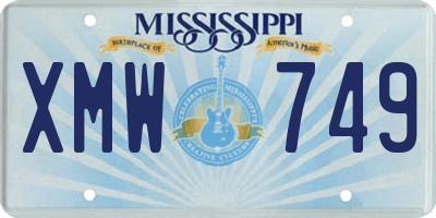 MS license plate XMW749