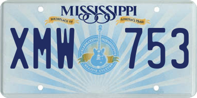 MS license plate XMW753