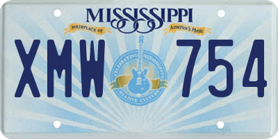 MS license plate XMW754