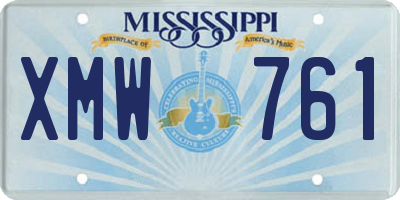 MS license plate XMW761