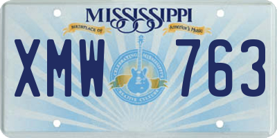 MS license plate XMW763