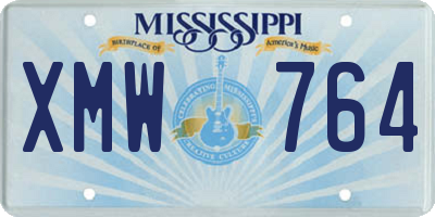 MS license plate XMW764