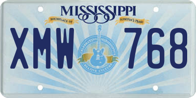 MS license plate XMW768