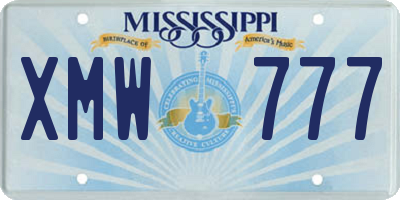 MS license plate XMW777