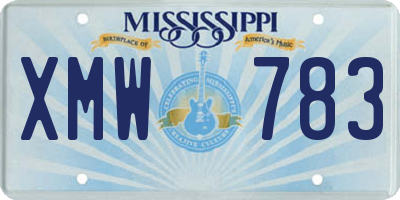 MS license plate XMW783