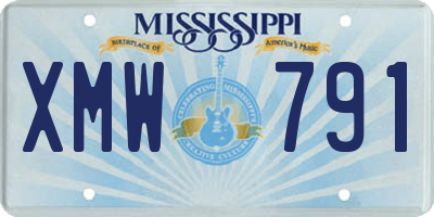 MS license plate XMW791