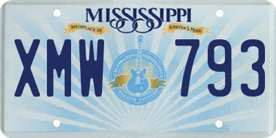 MS license plate XMW793