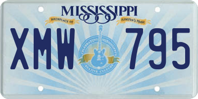 MS license plate XMW795