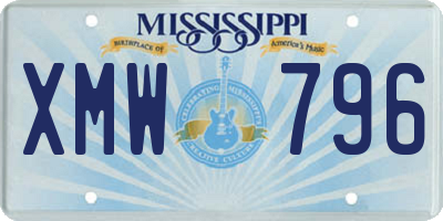 MS license plate XMW796