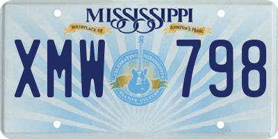 MS license plate XMW798