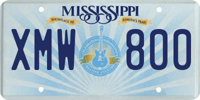 MS license plate XMW800