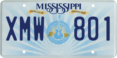 MS license plate XMW801