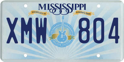 MS license plate XMW804