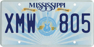 MS license plate XMW805