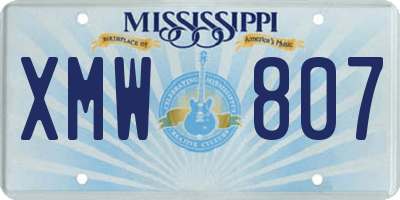 MS license plate XMW807