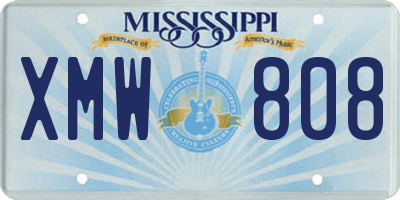 MS license plate XMW808