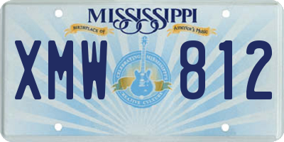 MS license plate XMW812
