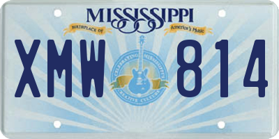 MS license plate XMW814