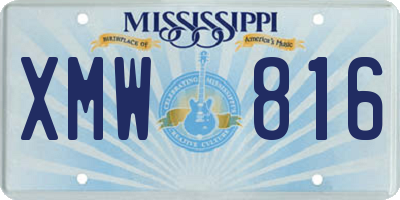 MS license plate XMW816