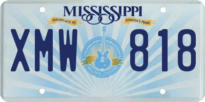 MS license plate XMW818