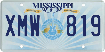 MS license plate XMW819
