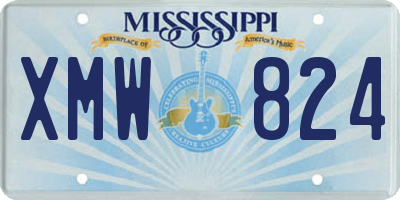 MS license plate XMW824