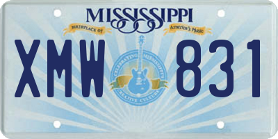 MS license plate XMW831