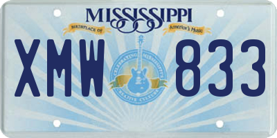 MS license plate XMW833