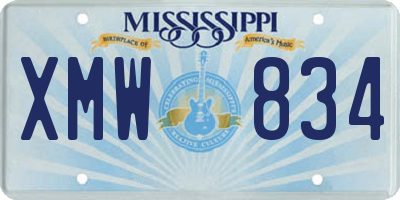 MS license plate XMW834