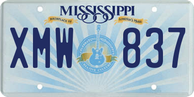 MS license plate XMW837