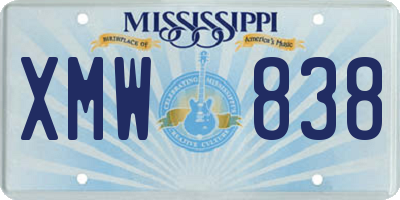 MS license plate XMW838