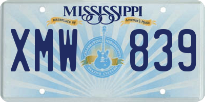MS license plate XMW839