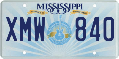 MS license plate XMW840