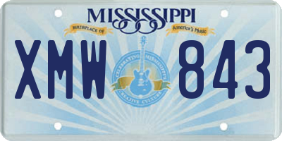 MS license plate XMW843