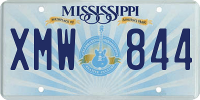 MS license plate XMW844