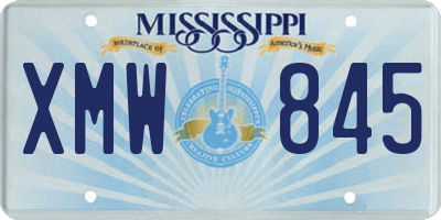 MS license plate XMW845