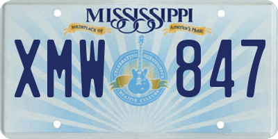 MS license plate XMW847
