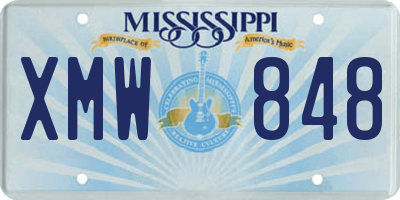 MS license plate XMW848