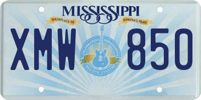 MS license plate XMW850