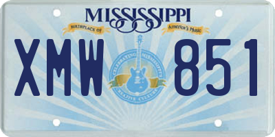 MS license plate XMW851