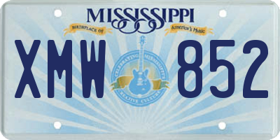 MS license plate XMW852