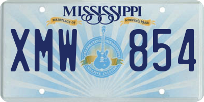 MS license plate XMW854